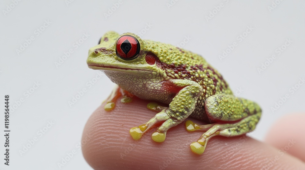 Obraz premium Red-Eyed Tree Frog on Finger