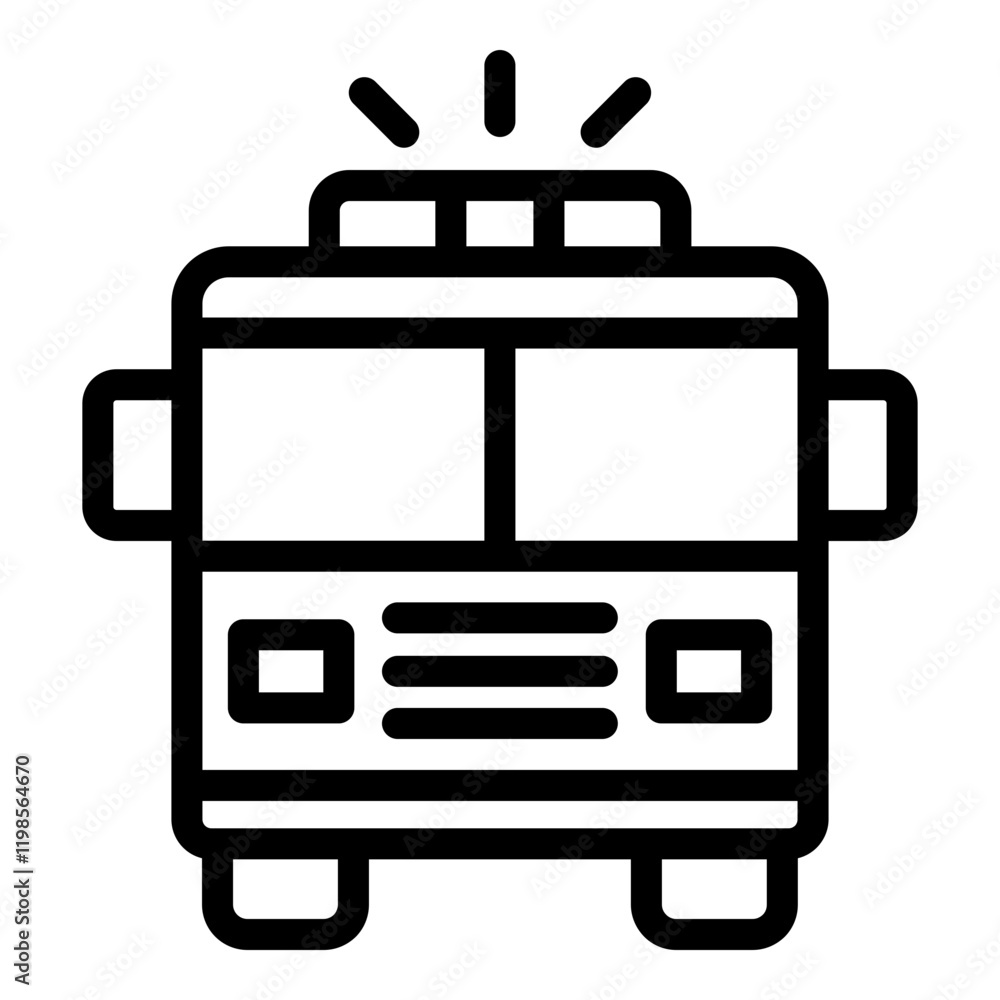 Fototapeta premium Fire truck icon. Vector line icon