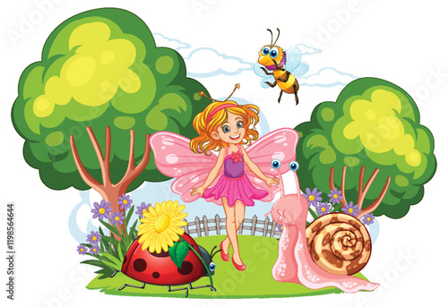 Fairy and Friends in Enchanted Garden