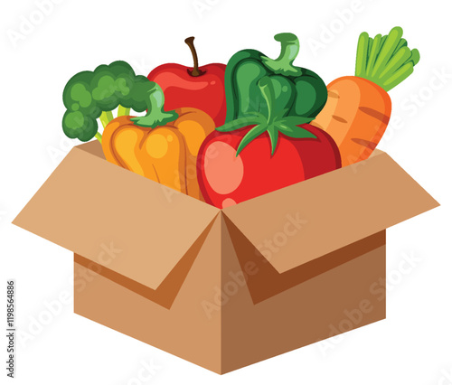 Fresh Vegetables in a Cardboard Box