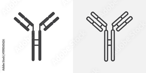 Antibody icons. flat and line style set