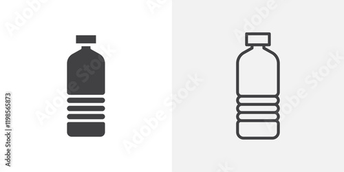 Bottle icons. flat and line style set