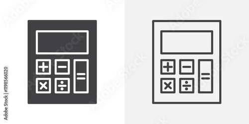 Calculator icons. flat and line style set