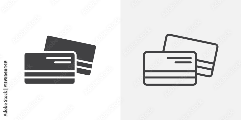 Credit card icons. flat and line style set Credit card icons. flat and line style set