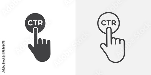 CTR icons. flat and line style set
