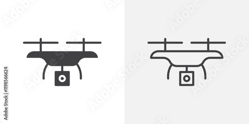 Drone icons. flat and line style set