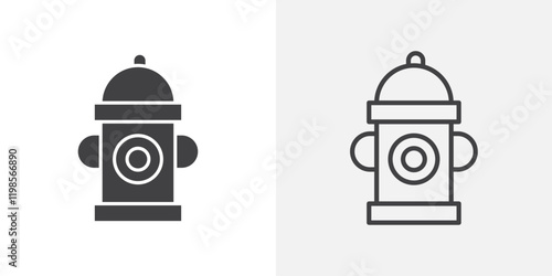 Fire hydrant icons. flat and line style set