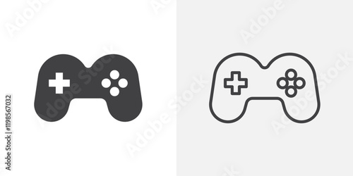 Game controller icons. flat and line style set