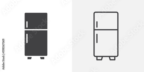 Fridge icons. flat and line style set