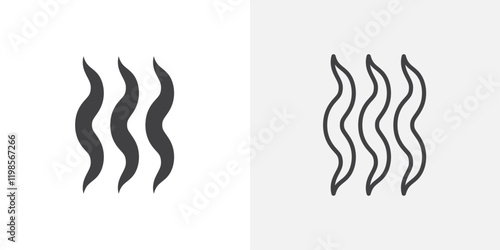 Heat icons. flat and line style set