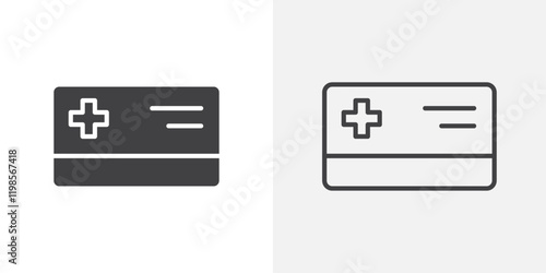 Insurance card icons. flat and line style set