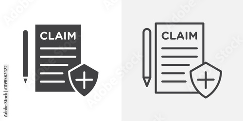 Insurance Claim icons. flat and line style set
