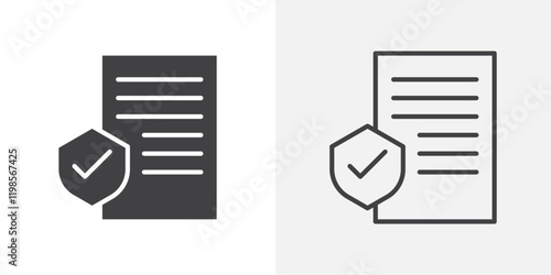 Insurance policy icons. flat and line style set