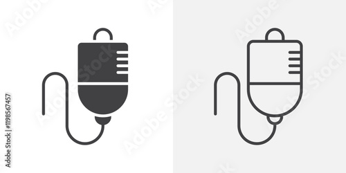 IV bag icons. flat and line style set