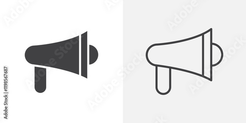 Loud Speaker icons. flat and line style set