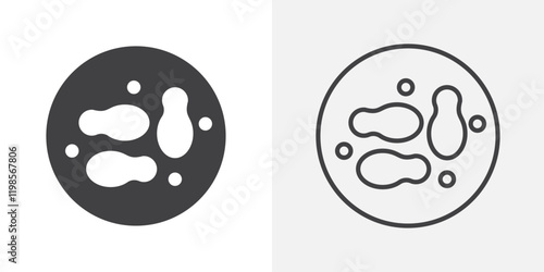 Microorganism icons. flat and line style set