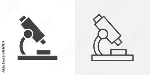 Microscope icons. flat and line style set