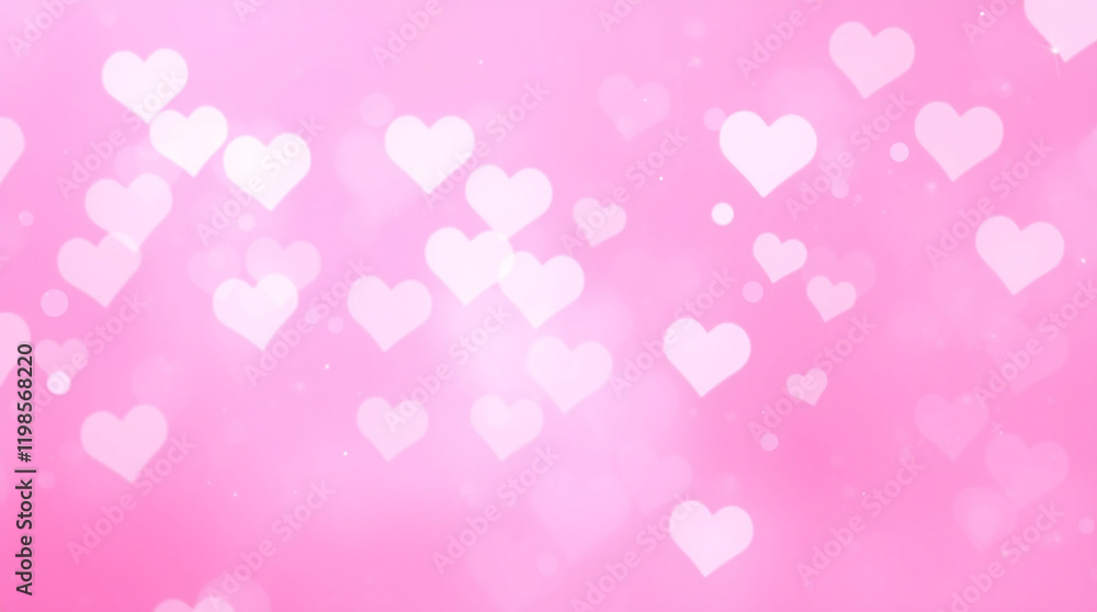 Pink Heart Background with Soft Glow and Bokeh Effect Pink Heart Background with Soft Glow and Bokeh Effect