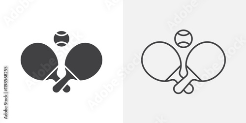 Ping pong icons. flat and line style set