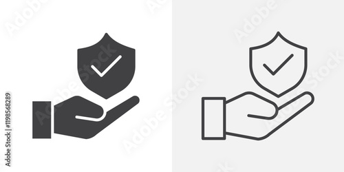 Policyholder icons. flat and line style set