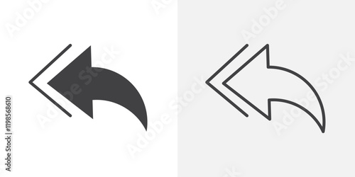 Reply icons. flat and line style set