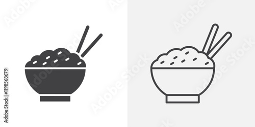 Rise Bowl icons. flat and line style set