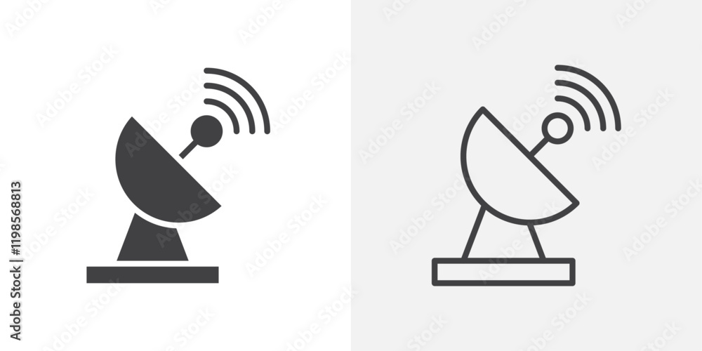 Satellite dish icons. flat and line style set Satellite dish icons. flat and line style set