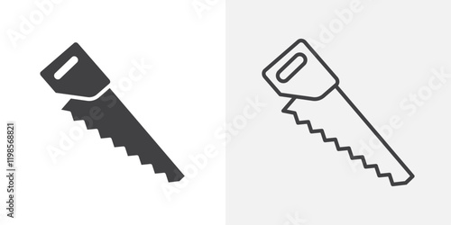 Saw icons. flat and line style set