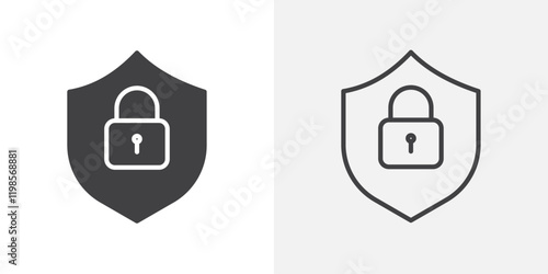 Security lock icons. flat and line style set