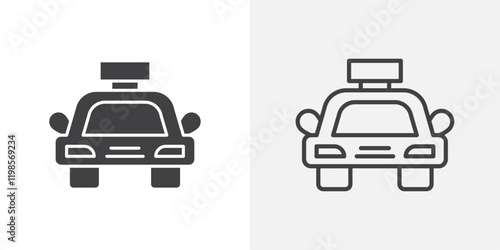 Taxi icons. flat and line style set