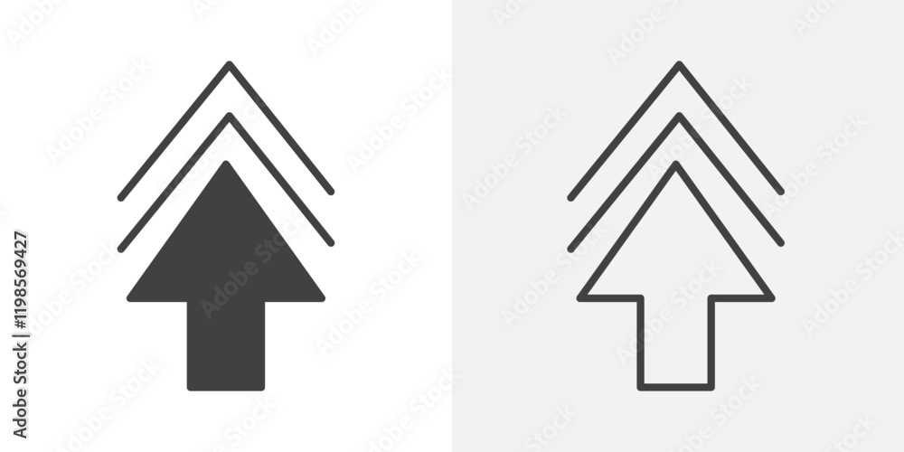 Upload arrow icons. flat and line style set Upload arrow icons. flat and line style set