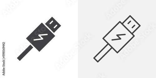 Usb icons. flat and line style set