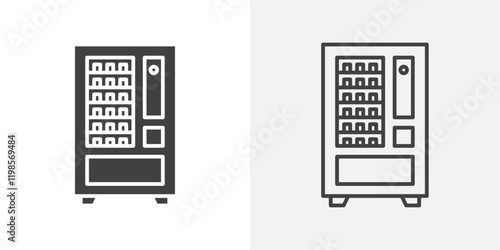 Vending machine icons. flat and line style set