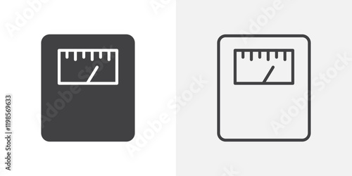 Weight scale icons. flat and line style set