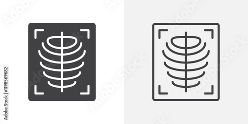 X ray icons. flat and line style set