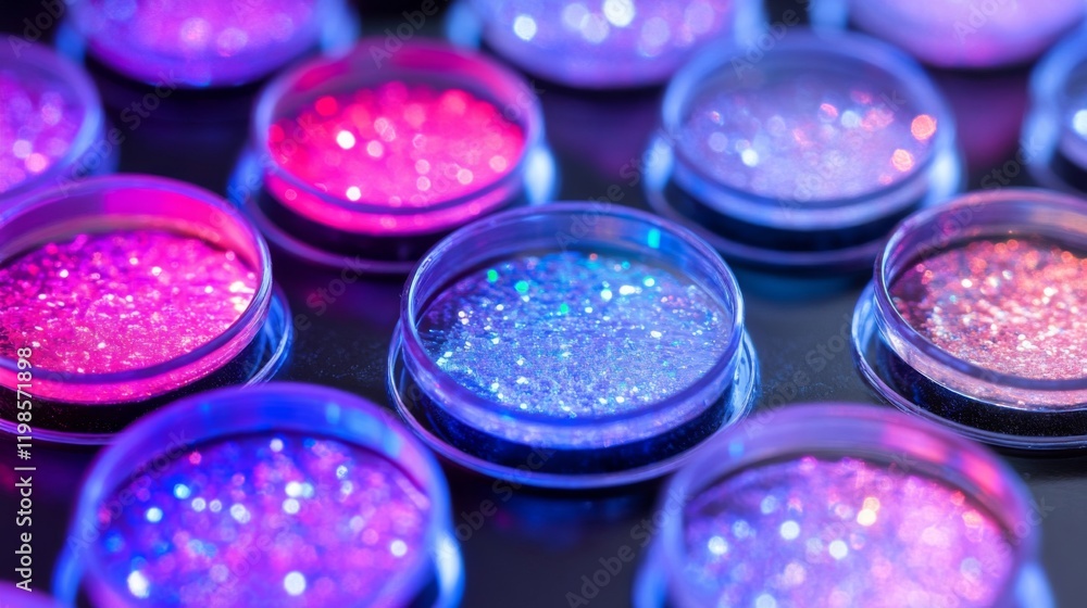 Colorful Glitter in Small Containers Colorful Glitter in Small Containers