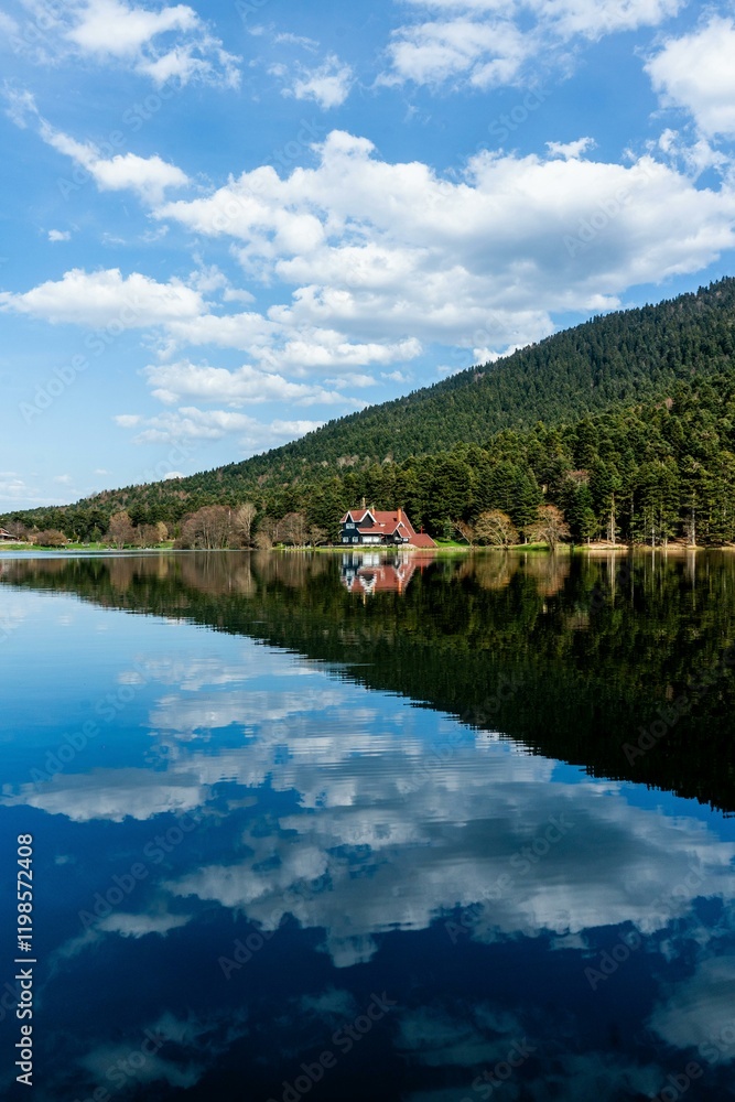 Fototapeta premium landscape with lake and mountains