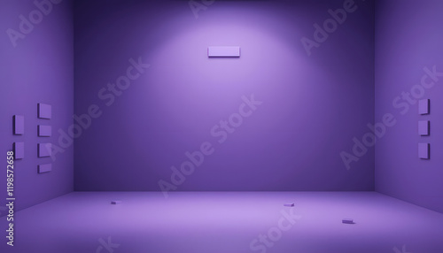 Purple minimalist room with soft ambient lighting and clean walls, creating a calm and serene atmosphere perfect for modern interior design concepts or artistic creative projects.