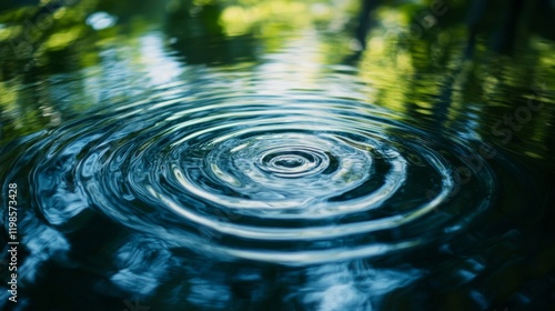 Ripples in Still Water with Green Reflections