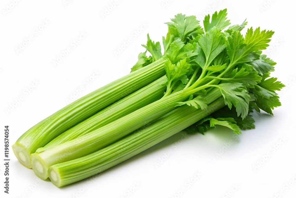 Fresh Celery Stalks on White Background - Clean Food Photography Fresh Celery Stalks on White Background - Clean Food Photography