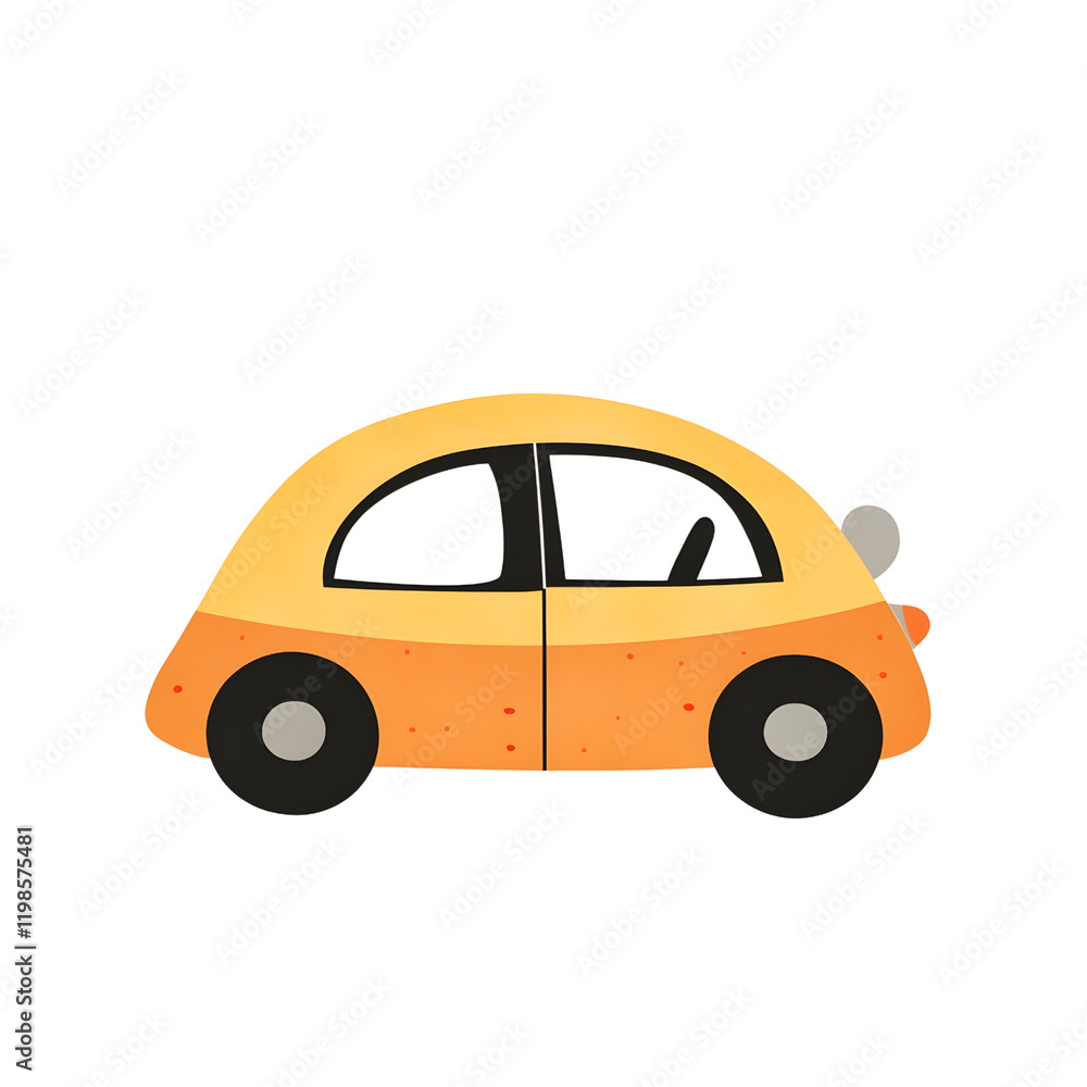Fototapeta premium Muted Orange Geometric Car Design with Dots for Children's Art