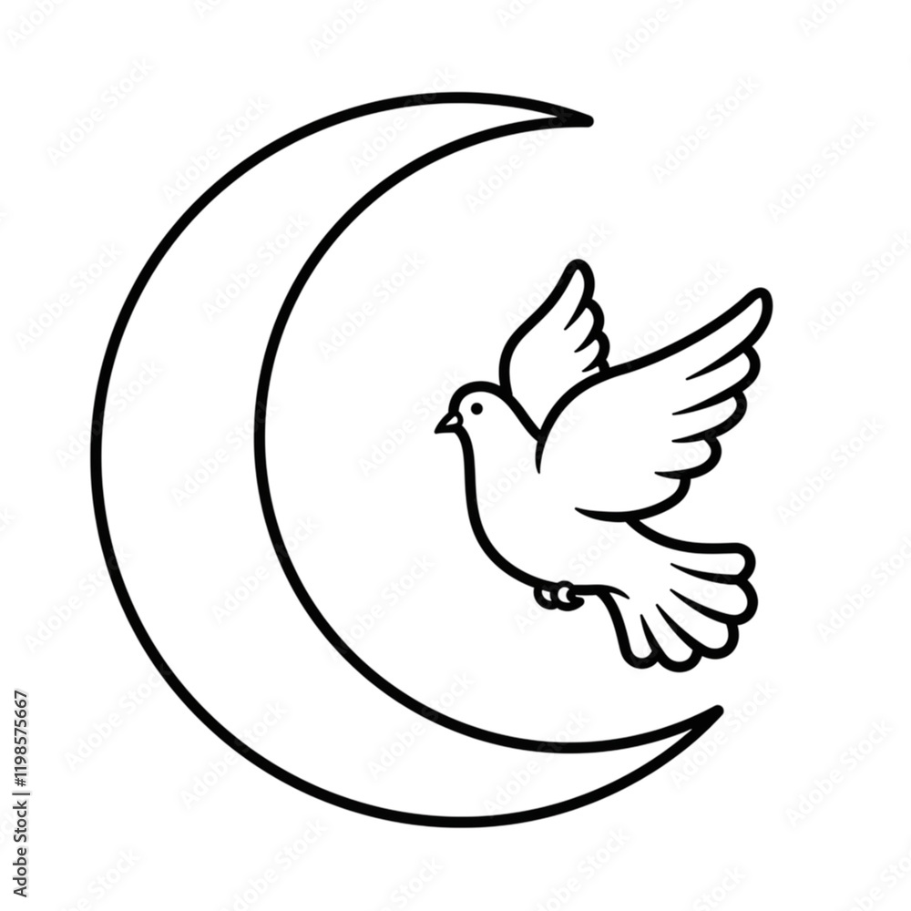 Elegant Dove Silhouette Moon Night Peaceful Design Graphic Art Simple Minimalist Vector Illustration bird hope Elegant Dove Silhouette Moon Night Peaceful Design Graphic Art Simple Minimalist Vector Illustration bird hope