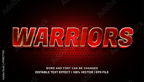 editable warriors red 3d bold glossy typeface