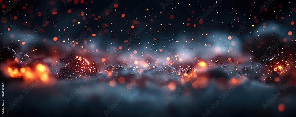 Obraz premium Dust pollution idea. An abstract representation of smoke and glowing embers creating a mystical atmosphere.