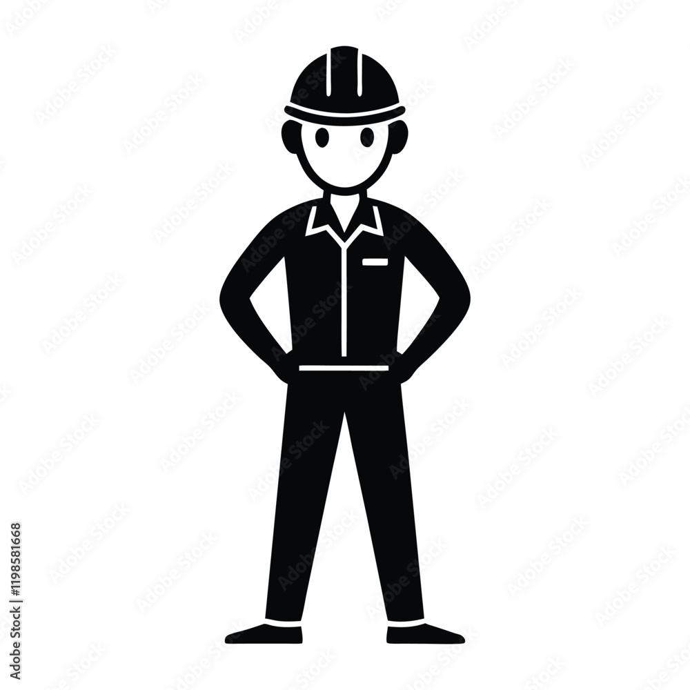 Confident worker in safety uniform, ready for work. Confident worker in safety uniform, ready for work.