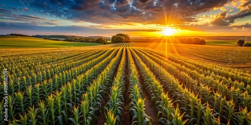 Aerial View of Cornfield Illustrating Amylose Structure, Drone Photography photo