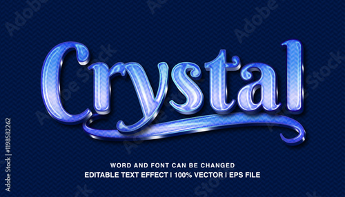 Text effect cristal blue glossy