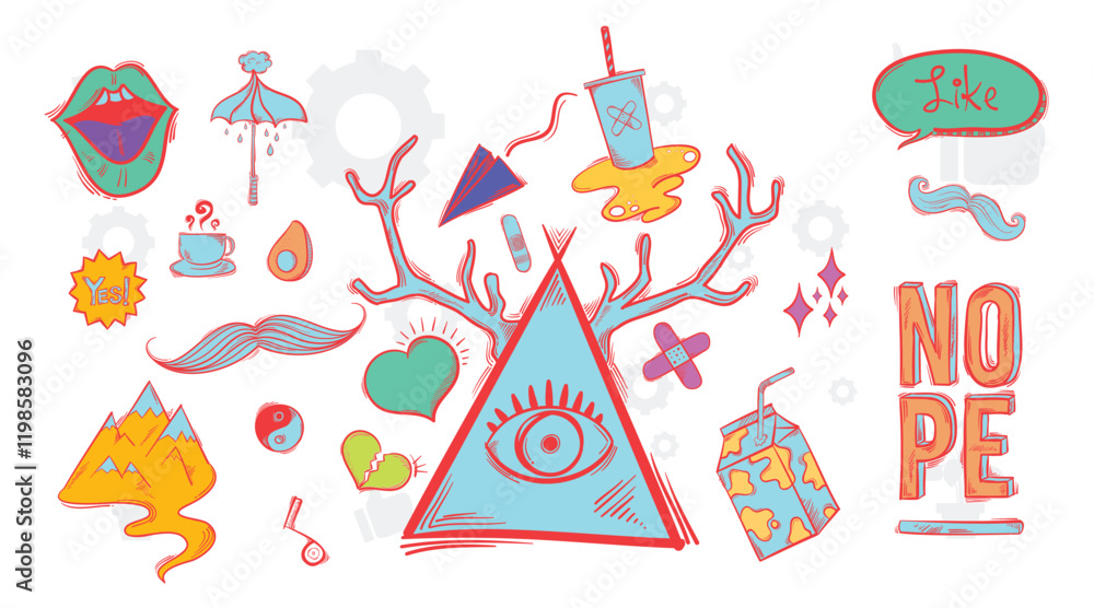 Groovy doodle set with hearts in Y2k aesthetic with lettering, geometry, animal print, butterfly, fire. Retro love symbol from 90s and 00s. Hand drawn outline heart with pattern. Groovy doodle set with hearts in Y2k aesthetic with lettering, geometry, animal print, butterfly, fire. Retro love symbol from 90s and 00s. Hand drawn outline heart with pattern.