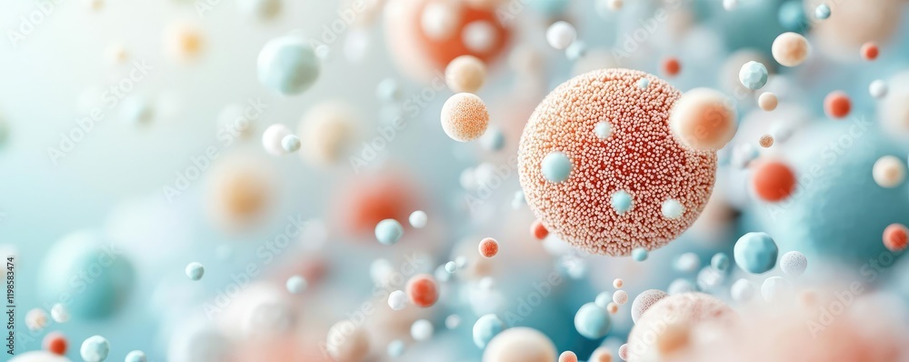 Dust pollution idea. Abstract representation of microorganisms, showcasing vibrant colors and intricate details.