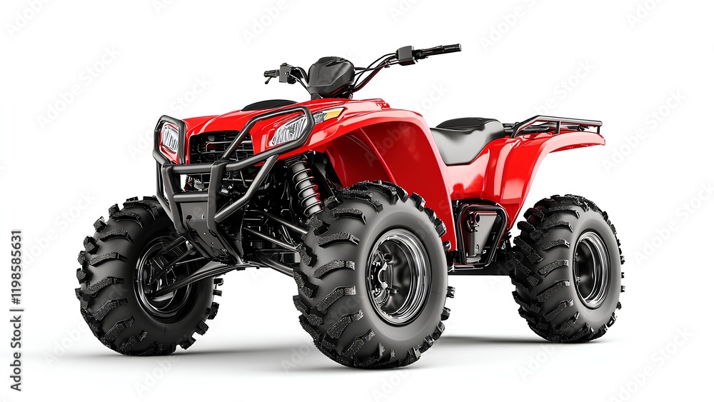 Powerful All-Terrain Vehicle (ATV) in Vibrant Red for Rugged Adventures Powerful All-Terrain Vehicle (ATV) in Vibrant Red for Rugged Adventures